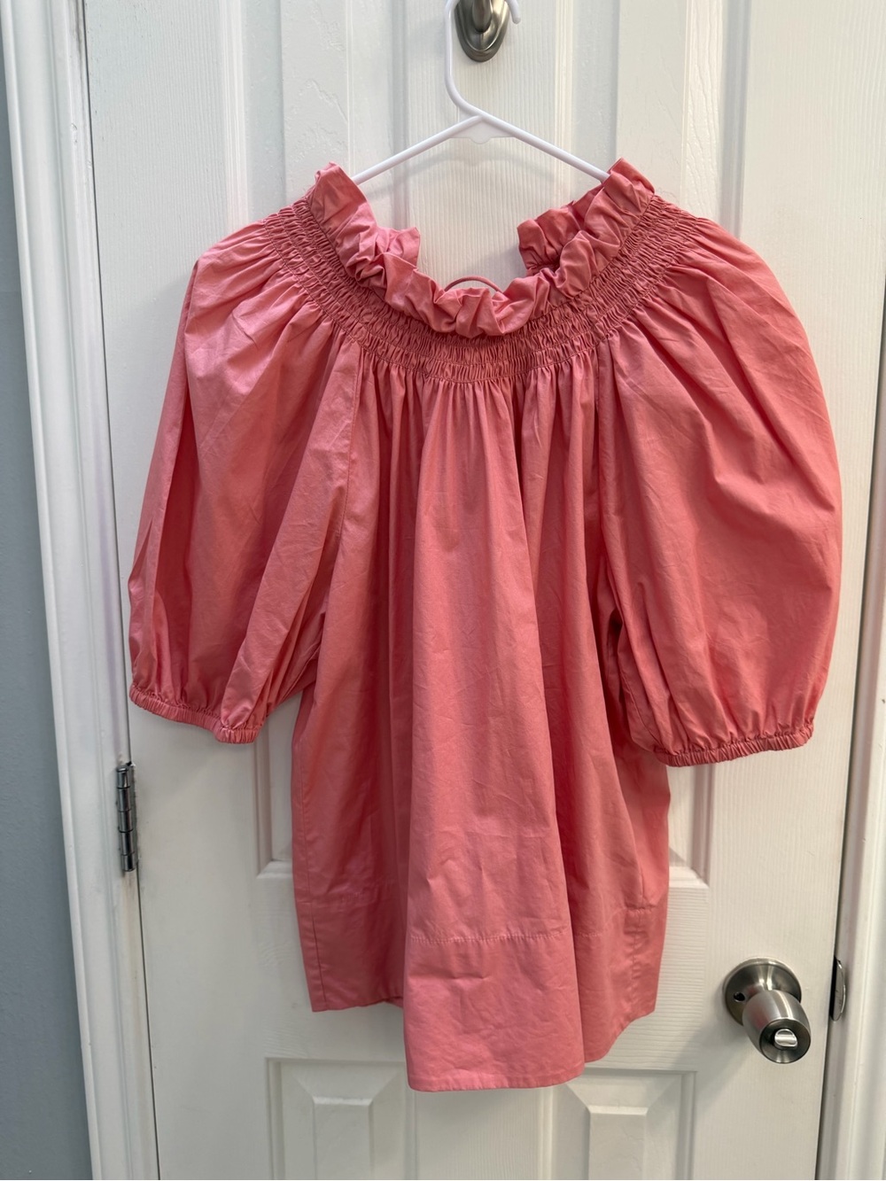 Pink Ruffled Smocked Neck Tunic